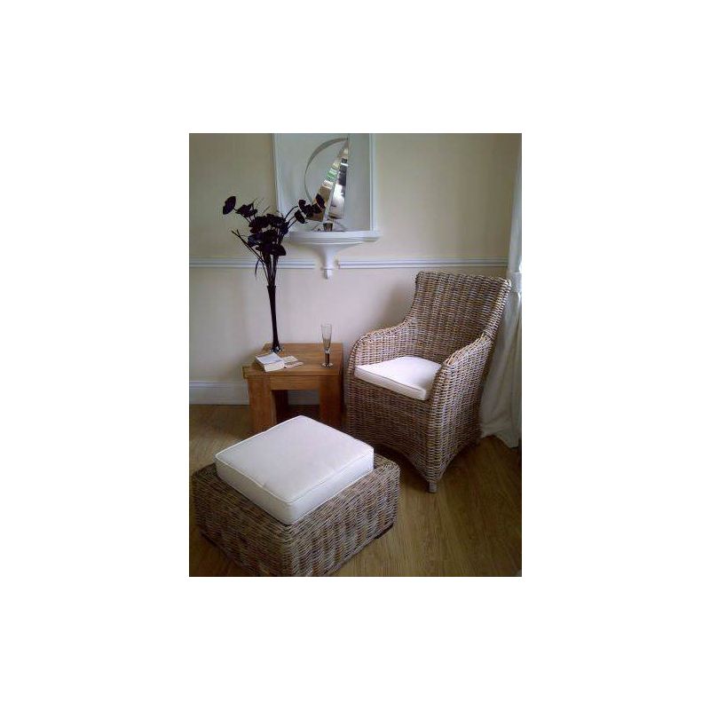 Donna Natural Wicker Armchair with Inset Cushion Footstool 